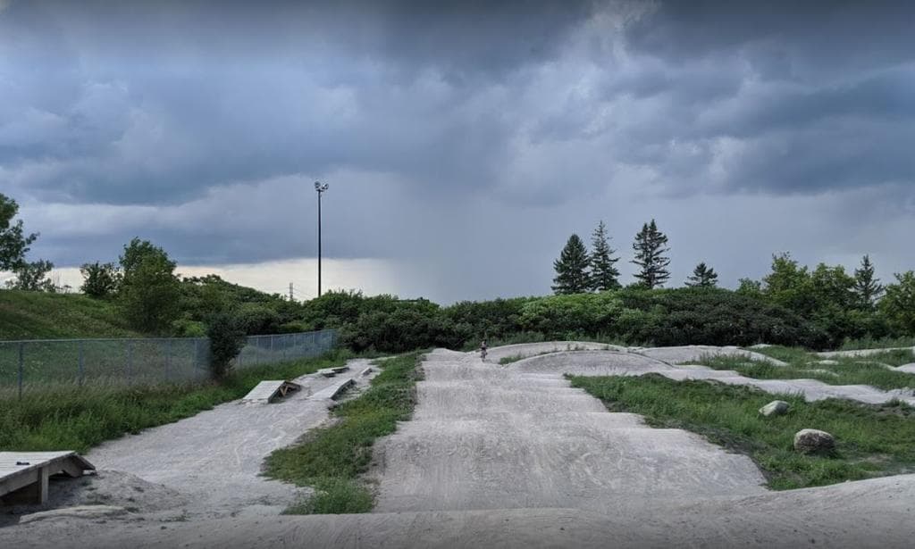 A view of the moguls at Carlington Bike Park.